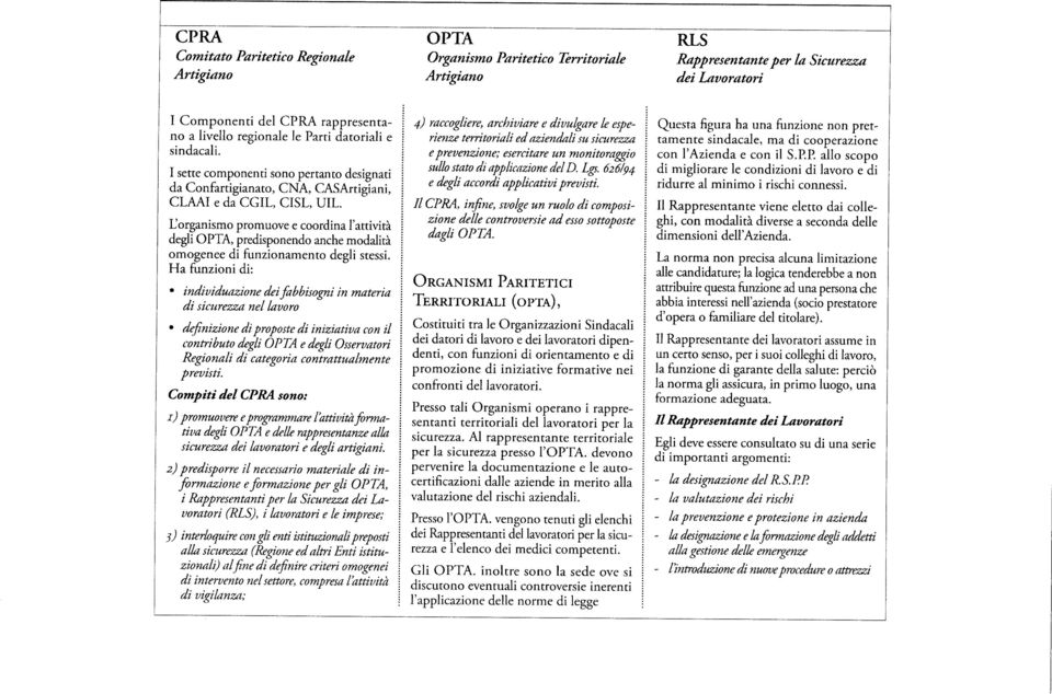 L'organismo promuove e coordina l'attività degli OPTA, predisponendo anche modalità omogenee di funzionamento degli stessi.