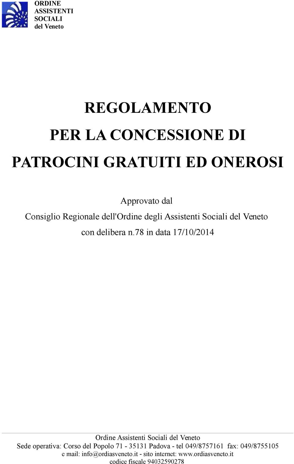 dal Consiglio Regionale dell'ordine degli