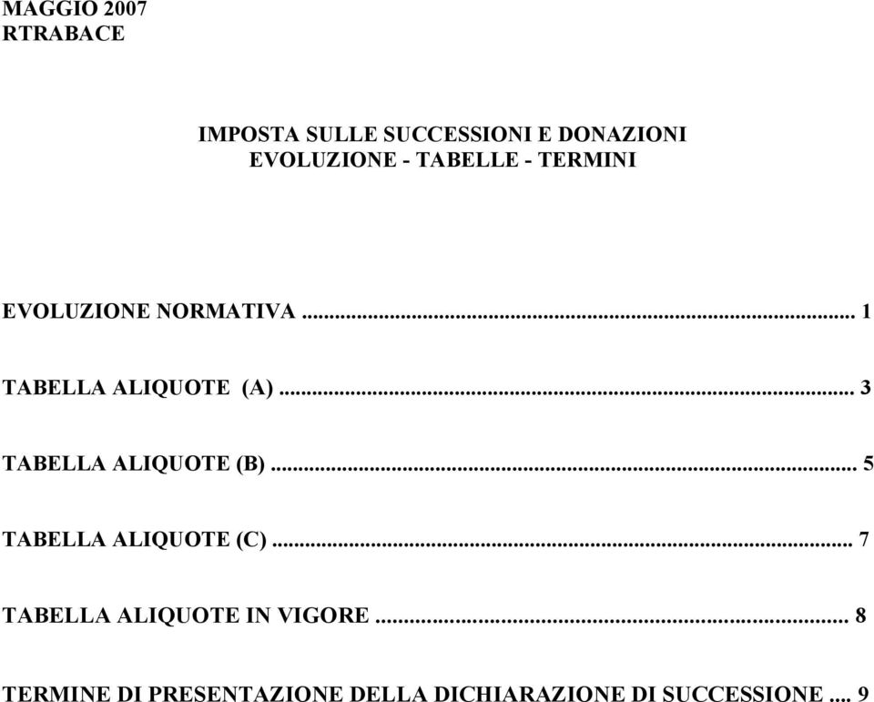 .. 3 TABELLA ALIQUOTE (B)... 5 TABELLA ALIQUOTE (C).