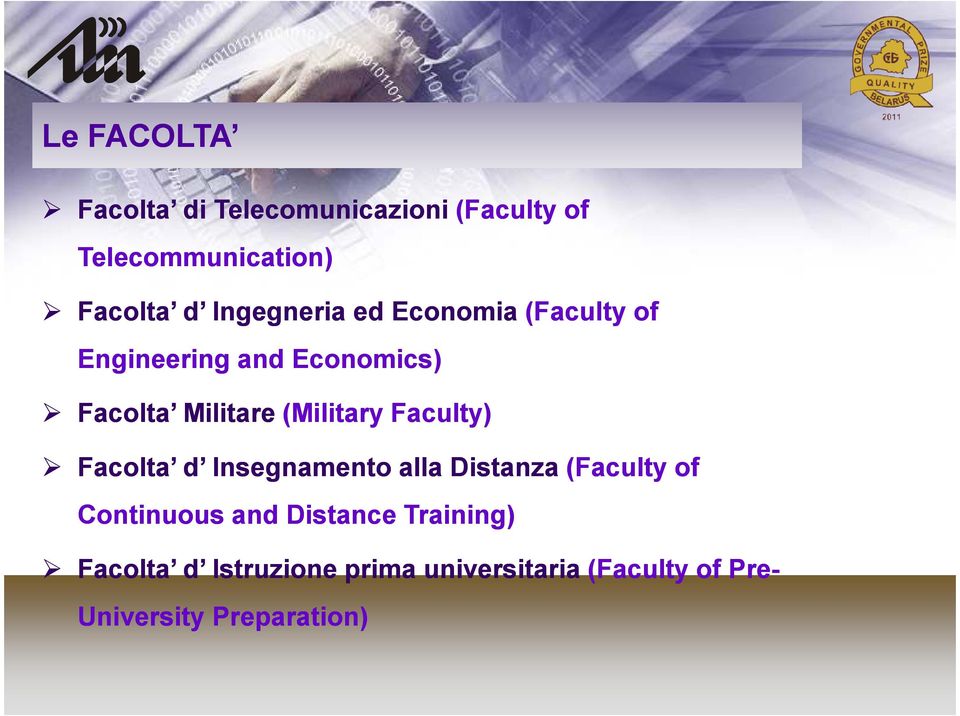 (Military Faculty) Facolta d Insegnamento alla Distanza (Faculty of Continuous and