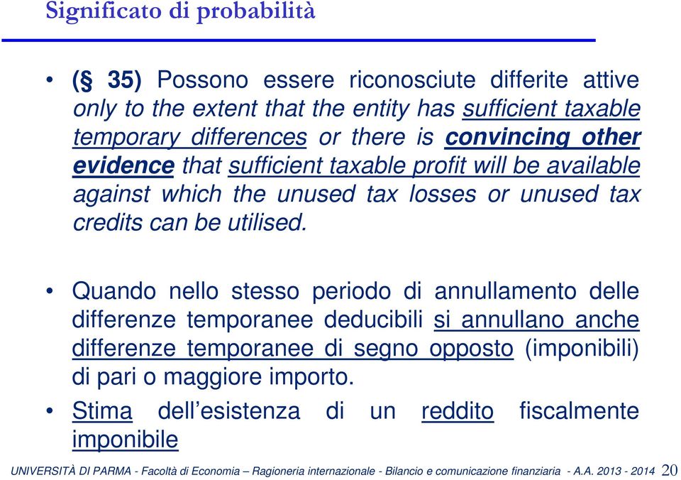 losses or unused tax credits can be utilised.