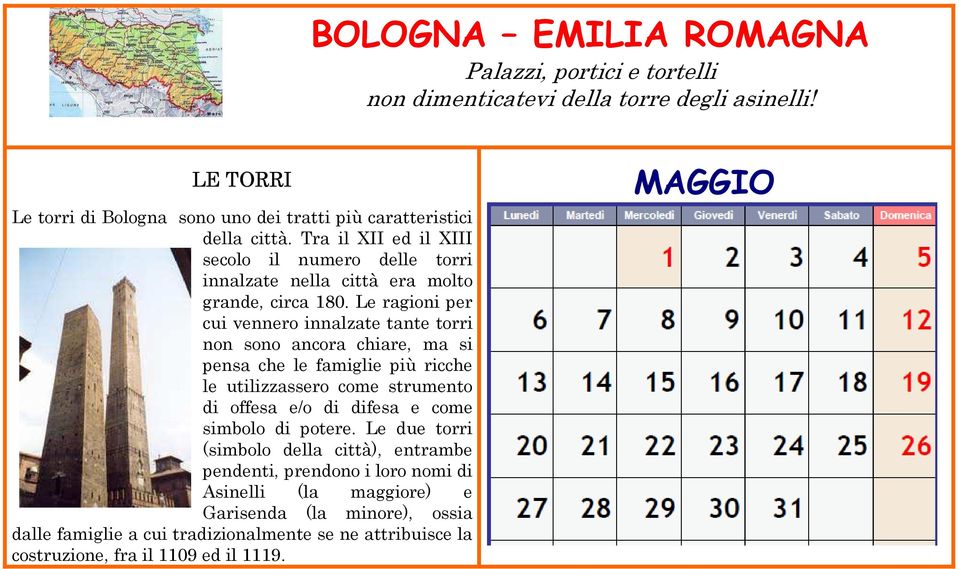 Le ragioni per cui vennero innalzate tante torri non sono ancora chiare, ma si pensa che le famiglie più ricche le utilizzassero come strumento di offesa e/o di difesa e come