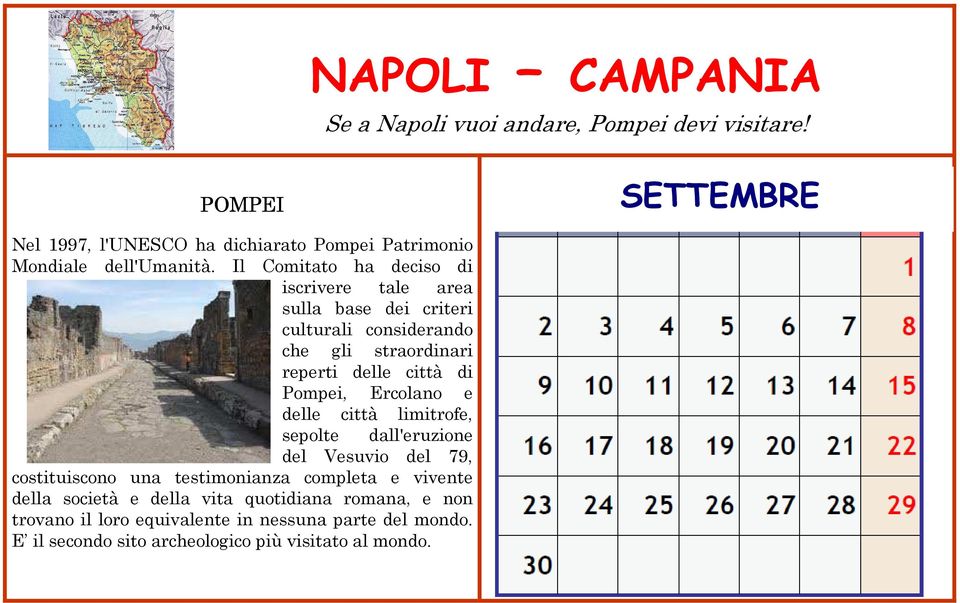 Il Comitato ha deciso di iscrivere tale area sulla base dei criteri culturali considerando che gli straordinari reperti delle città di Pompei,