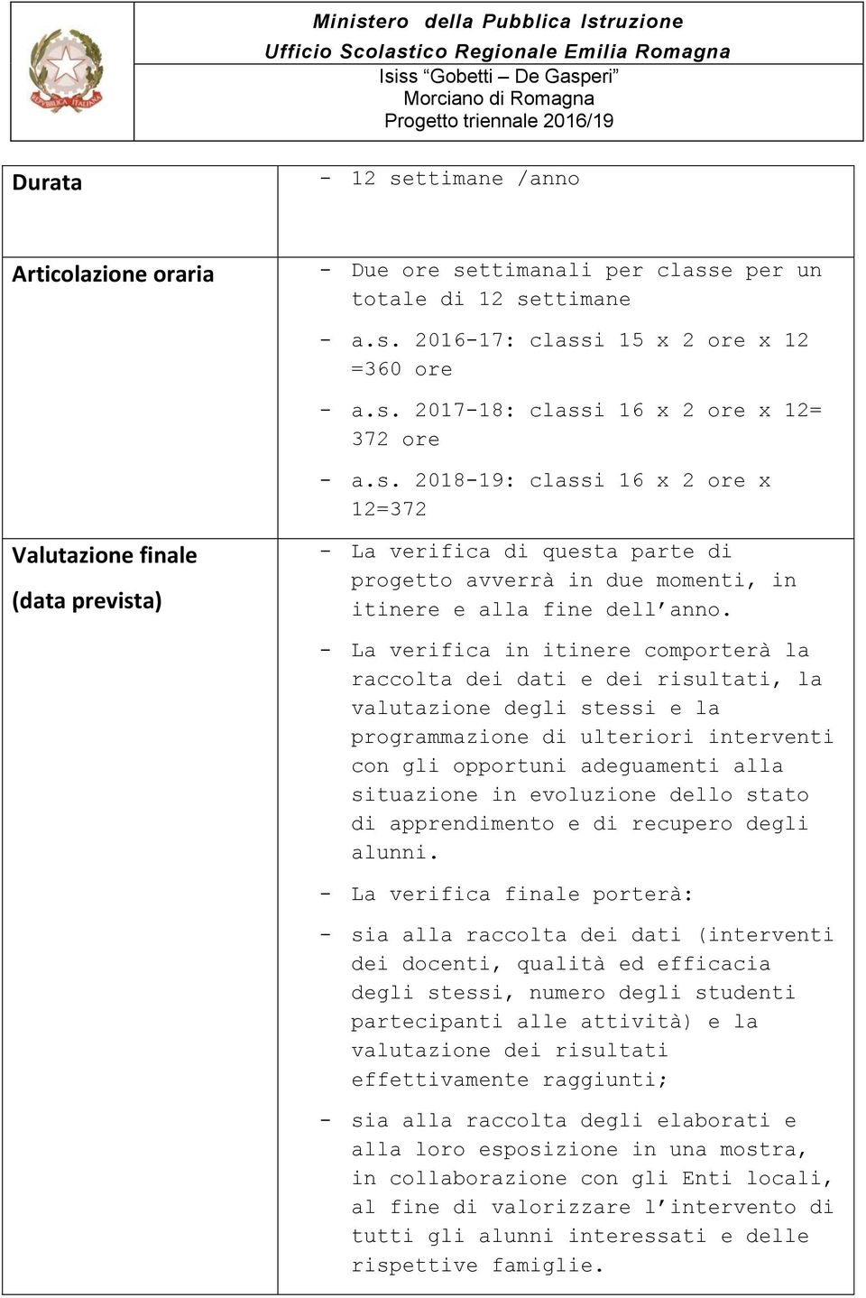 - La verifica in itinere cmprterà la racclta dei dati e dei risultati, la valutazine degli stessi e la prgrammazine di ulteriri interventi cn gli pprtuni adeguamenti alla situazine in evluzine dell