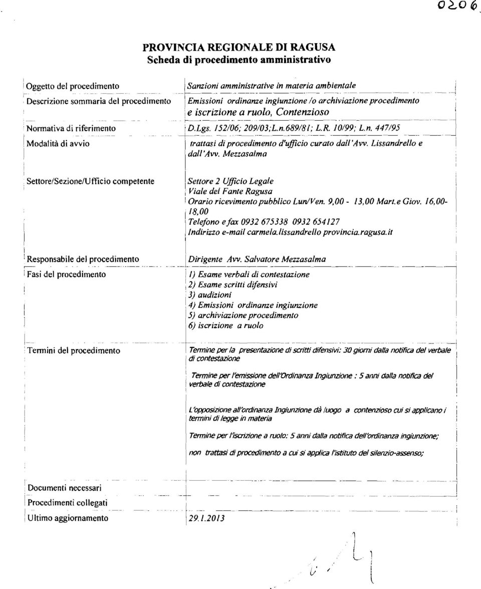 R. 10199; L.n. 447195 ~ ~.. Modatà d avvo trattas d procedmento d'uftco curato da'aw. Lssandreo e 1 da'aw.