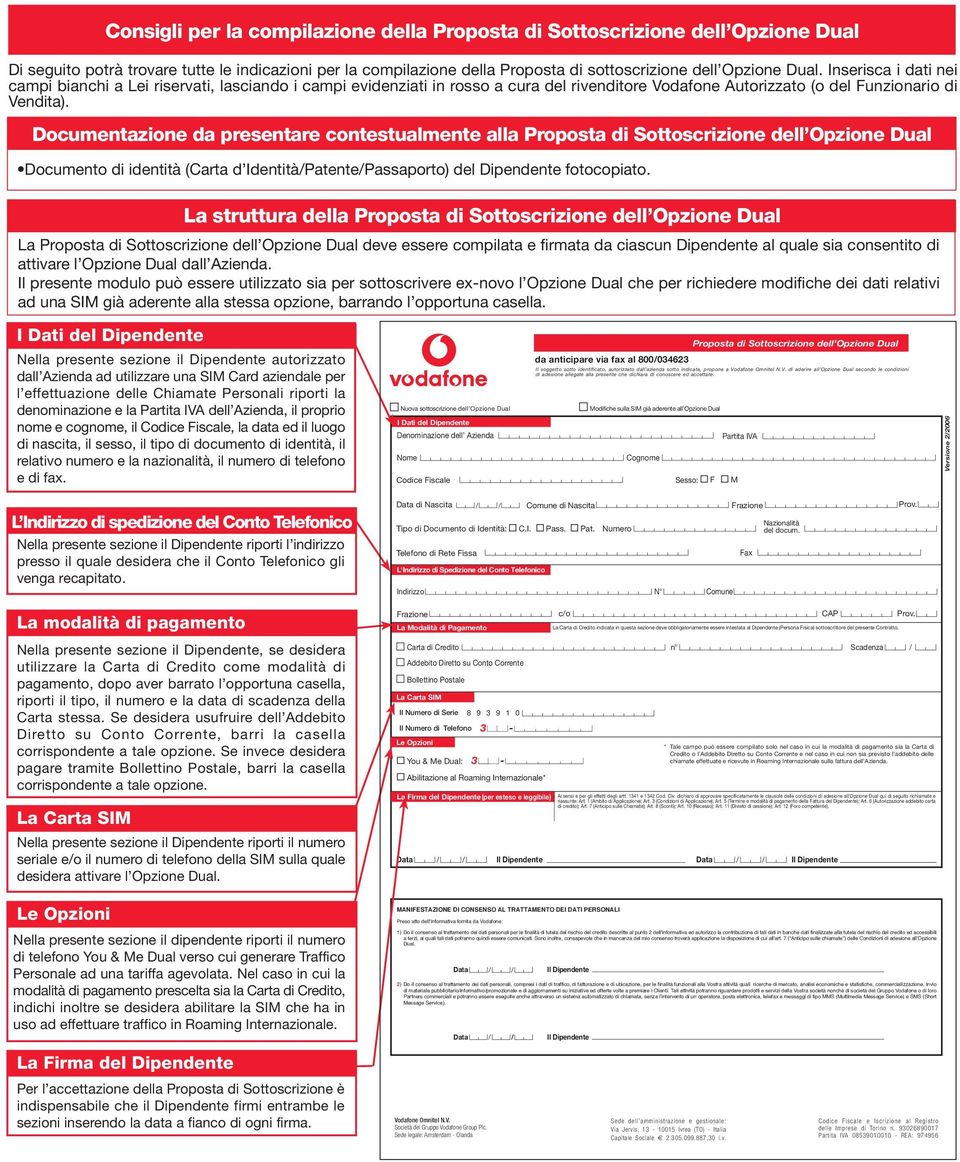 Documentazione da presentare contestualmente alla Proposta di Sottoscrizione dell Opzione Dual Documento di identità (Carta d Identità/Patente/Passaporto) del Dipendente fotocopiato.