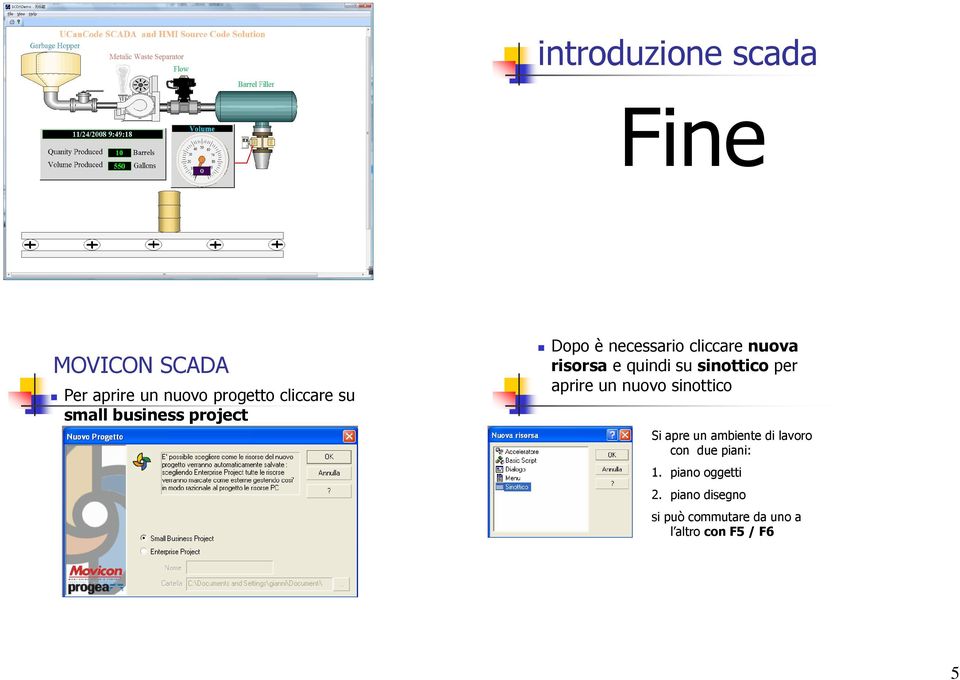 sinottico per aprire un nuovo sinottico Si apre un ambiente di lavoro con due