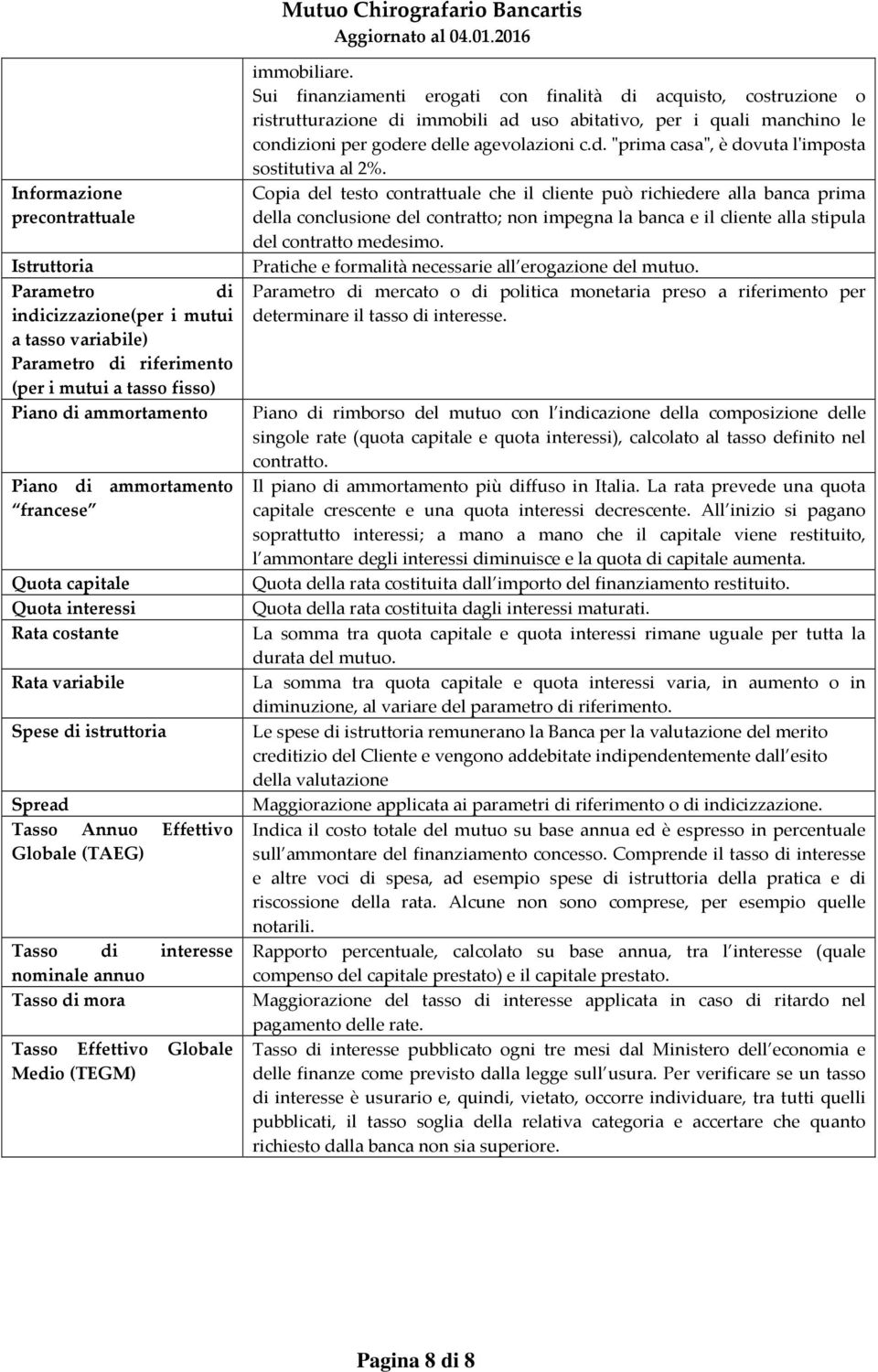 Globale Medio (TEGM) immobiliare.