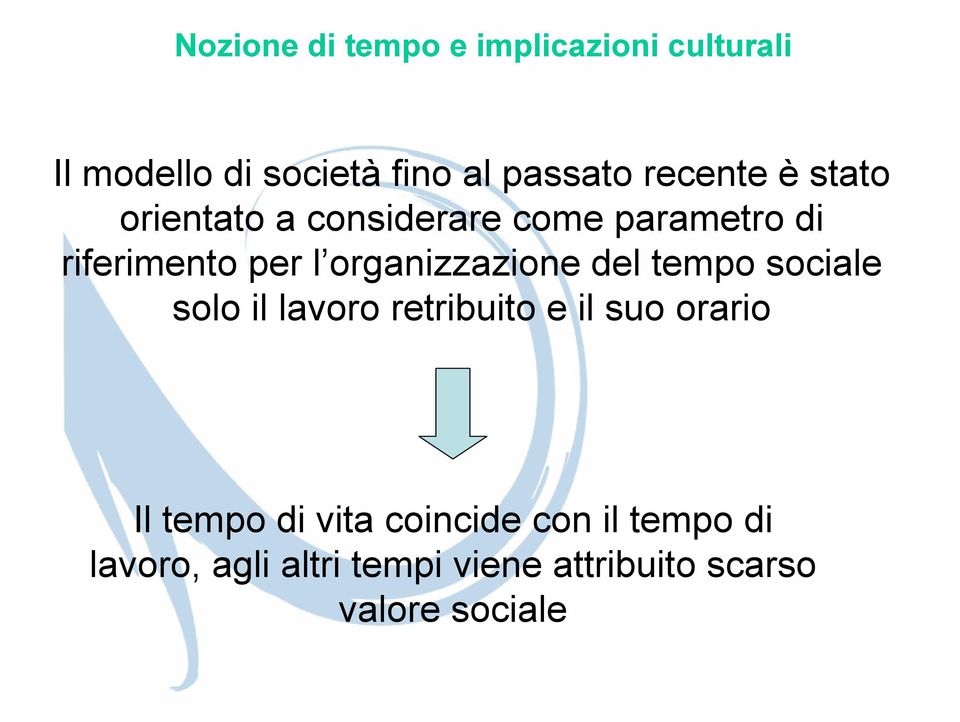 organizzazione del tempo sociale solo il lavoro retribuito e il suo orario Il tempo