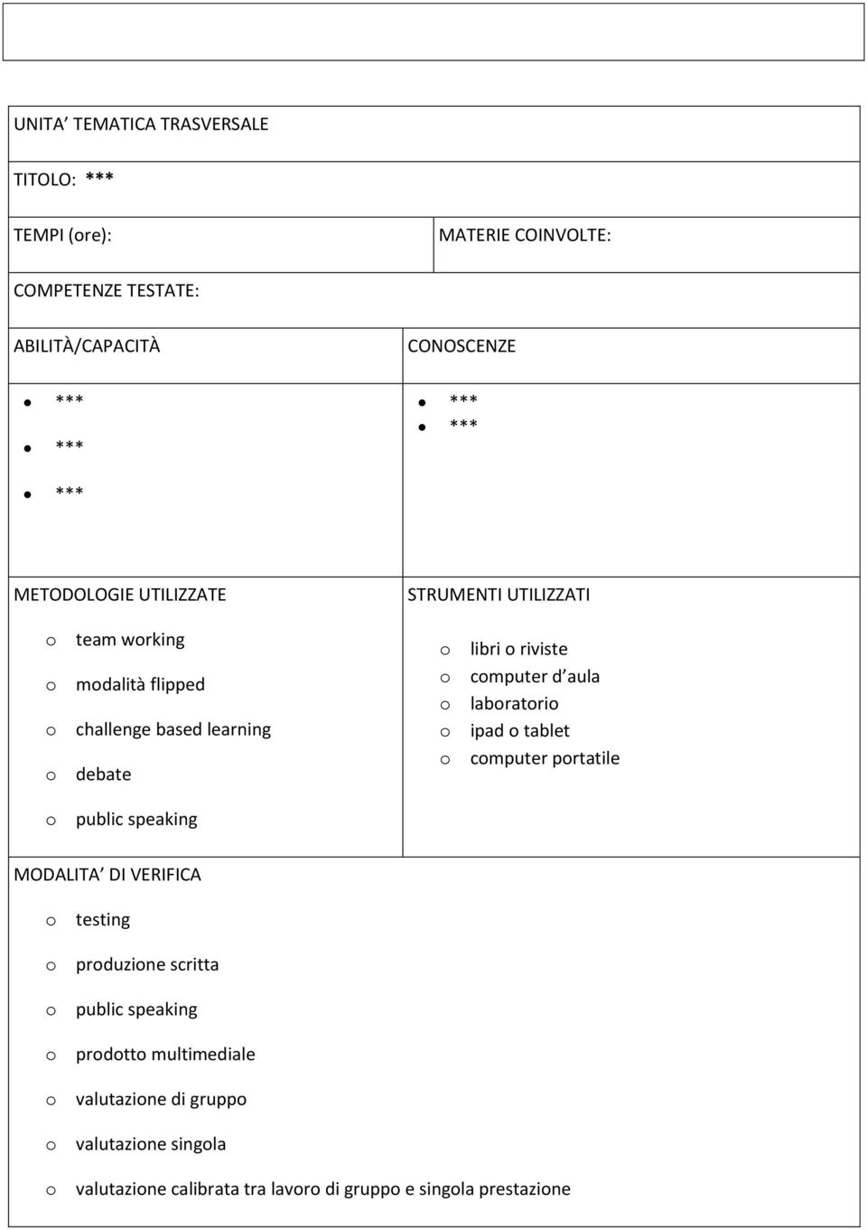riviste o computer d aula o laboratorio o ipad o tablet o computer portatile MODALITA DI VERIFICA o testing o produzione scritta o