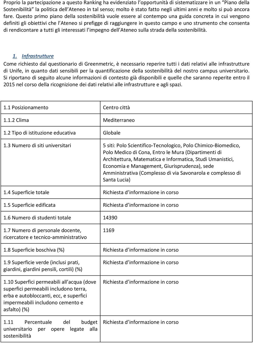 Questo primo piano della sostenibilità vuole essere al contempo una guida concreta in cui vengono definiti gli obiettivi che l Ateneo si prefigge di raggiungere in questo campo e uno strumento che