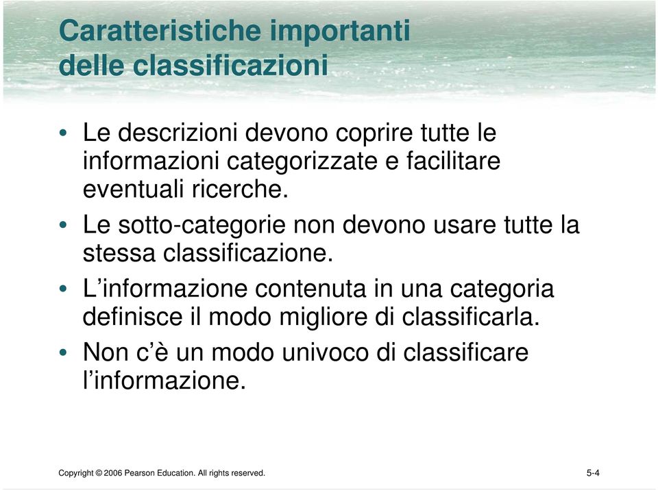 Le sotto-categorie non devono usare tutte la stessa classificazione.