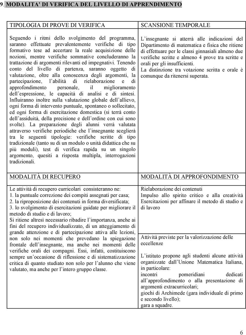 Tenendo conto del livello di partenza, saranno oggetto di valutazione, oltre alla conoscenza degli argomenti, la partecipazione, l abilità di rielaborazione e di approfondimento personale, il