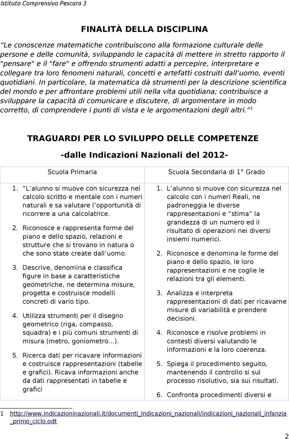 In particolare, la matematica dà strumenti per la descrizione scientifica del mondo e per affrontare problemi utili nella vita quotidiana; contribuisce a sviluppare la capacità di comunicare e