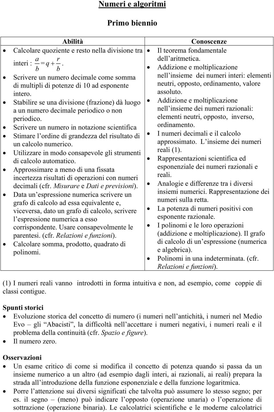 Scrivere un numero in notazione scientifica Stimare l ordine di grandezza del risultato di un calcolo numerico. Utilizzare in modo consapevole gli strumenti di calcolo automatico.