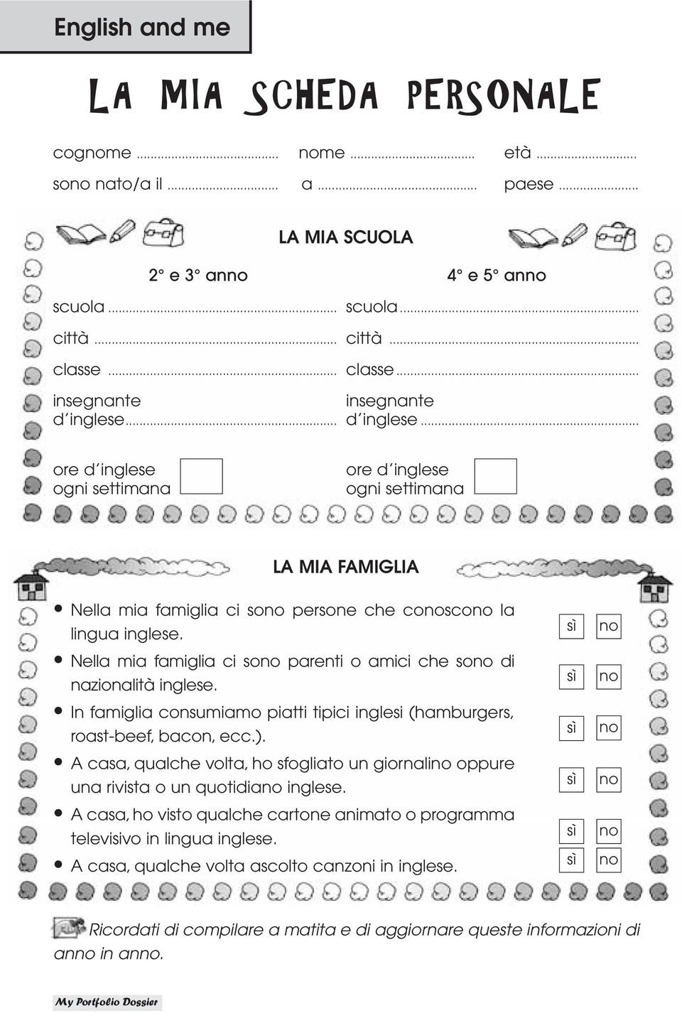 Nella mia famiglia ci so parenti o amici che so di nazionalità inglese. In famiglia consumiamo piatti tipici inglesi (hamburgers, roast-beef, bacon, ecc.).