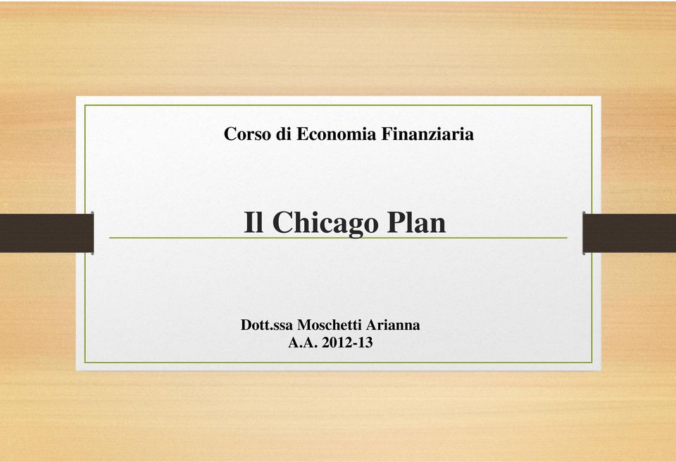 Chicago Plan Dott.