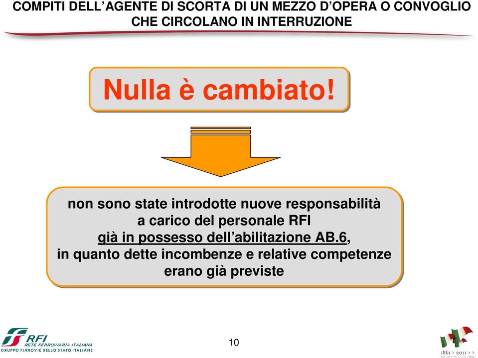 non sono state introdotte nuove responsabilità a carico del personale RFI