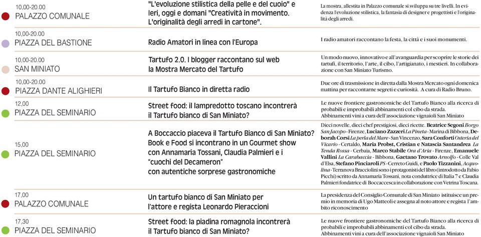 I blogger raccontano sul web la Mostra Mercato del Tartufo Il Tartufo Bianco in diretta radio Street food: il lampredotto toscano incontrerà il Tartufo bianco di San Miniato?