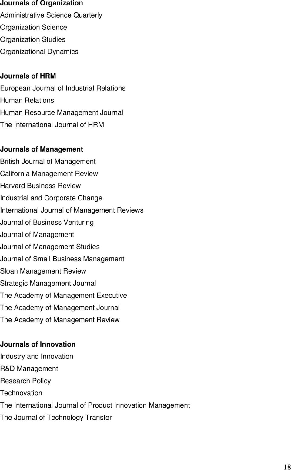 Change International Journal of Management Reviews Journal of Business Venturing Journal of Management Journal of Management Studies Journal of Small Business Management Sloan Management Review
