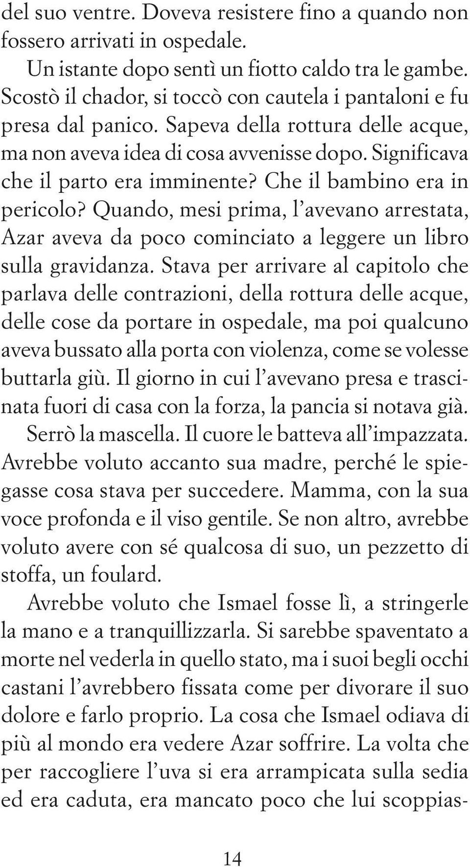 Che il bambino era in pericolo? Quando, mesi prima, l avevano arrestata, Azar aveva da poco cominciato a leggere un libro sulla gravidanza.