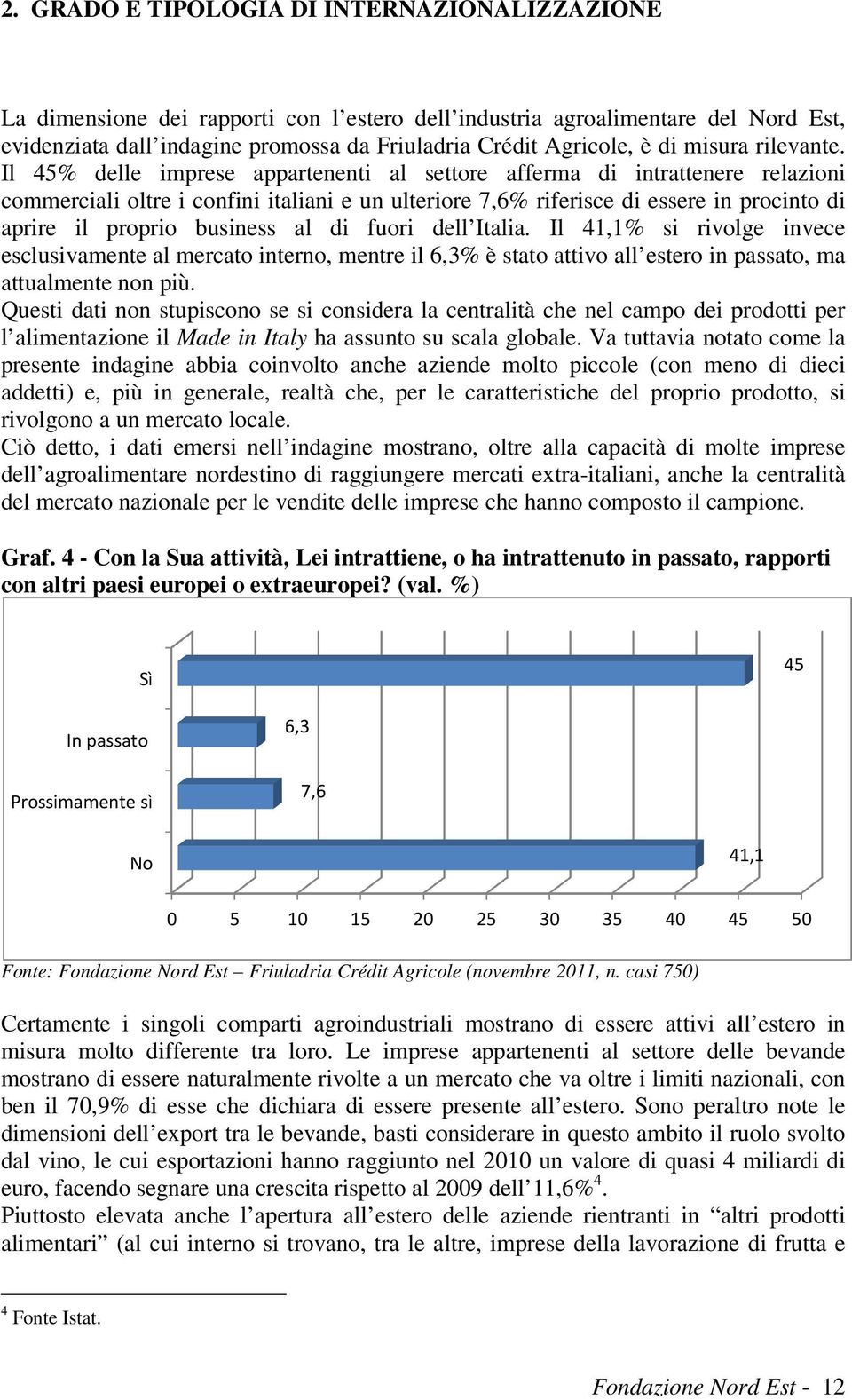 Il 45% delle imprese appartenenti al settore afferma di intrattenere relazioni commerciali oltre i confini italiani e un ulteriore 7,6% riferisce di essere in procinto di aprire il proprio business