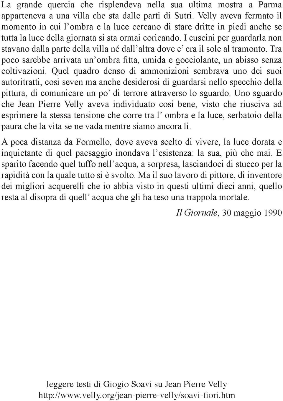 I cuscini per guardarla non stavano dalla parte della villa né dall altra dove c era il sole al tramonto. Tra poco sarebbe arrivata un ombra fitta, umida e gocciolante, un abisso senza coltivazioni.