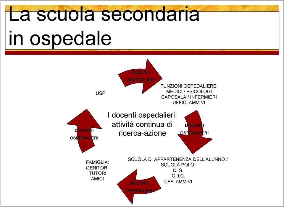 VI DOCENTI OSPEDALIERI I docenti ospedalieri: attività continua di ricerca-azione DOCENTI