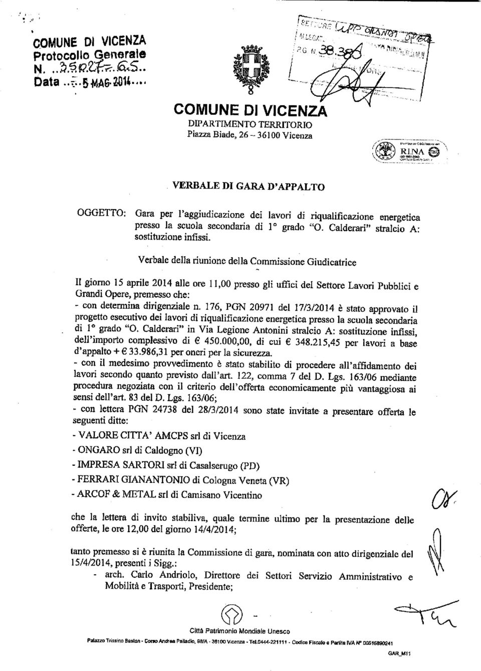 secondaria di 1 grado "O. Calderari" stralcio A: sostituzione infissi.