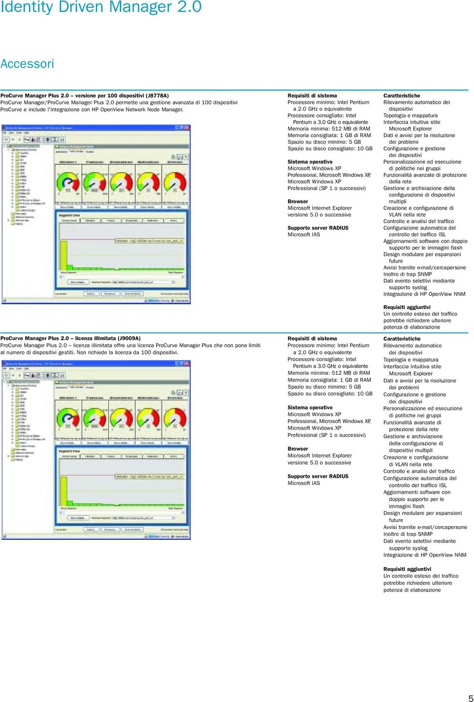 0 licenza illimitata (J9009A) ProCurve Manager Plus 2.0 licenza illimitata offre una licenza ProCurve Manager Plus che non pone limiti al numero di dispositivi gestiti.