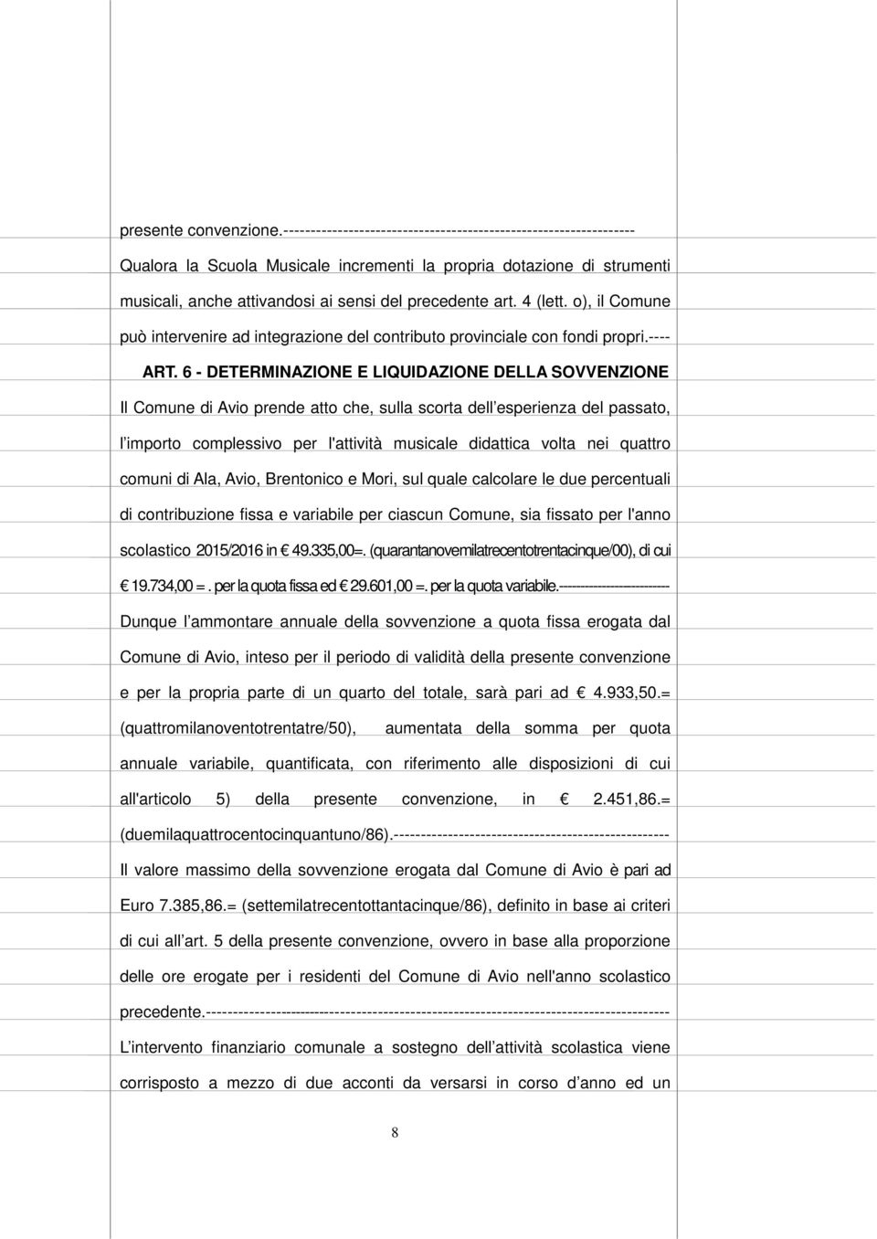 4 (lett. o), il Comune può intervenire ad integrazione del contributo provinciale con fondi propri.---- ART.