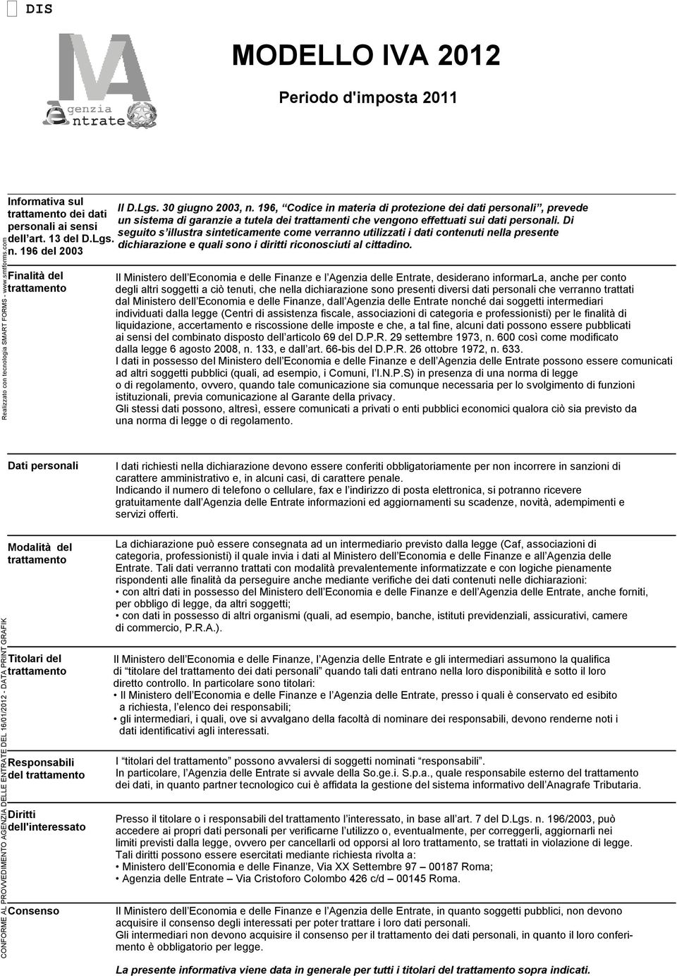 Di personali ai sensi seguito s illustra sinteticamente come verranno utilizzati i dati contenuti ne