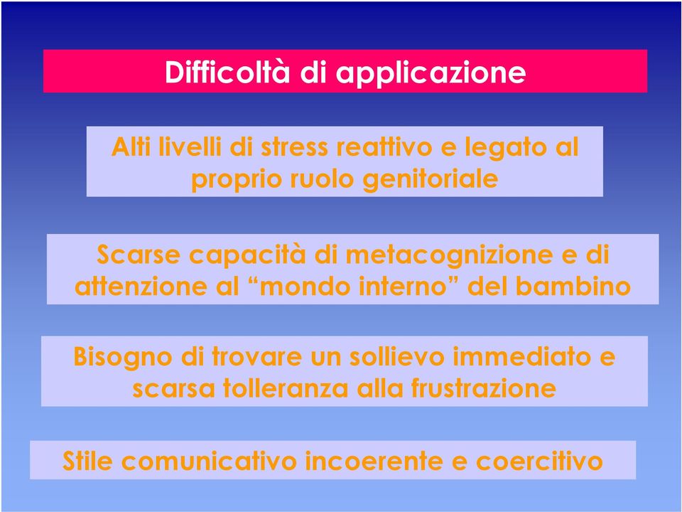 attenzione al mondo interno del bambino Bisogno di trovare un sollievo