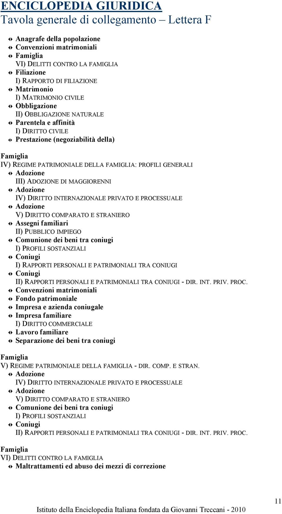 PRIVATO E PROCESSUALE Adozione V) DIRITTO COMPARATO E STRANIERO Assegni familiari II) PUBBLICO IMPIEGO Comunione dei beni tra coniugi I) PROFILI SOSTANZIALI Coniugi I) RAPPORTI PERSONALI E