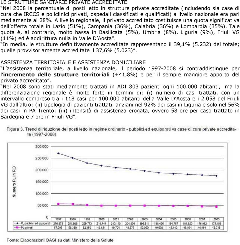 A livello regionale, il privato accreditato costituisce una quota significativa dell offerta totale in Lazio (51%), Campania (36%), Calabria (36%) e Lombardia (35%).