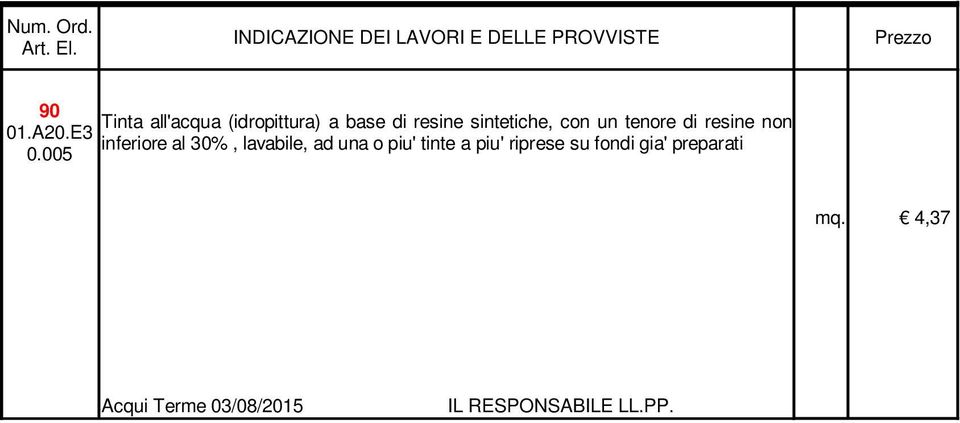 E3 inferiore al 30%, lavabile, ad una o piu' tinte a piu'