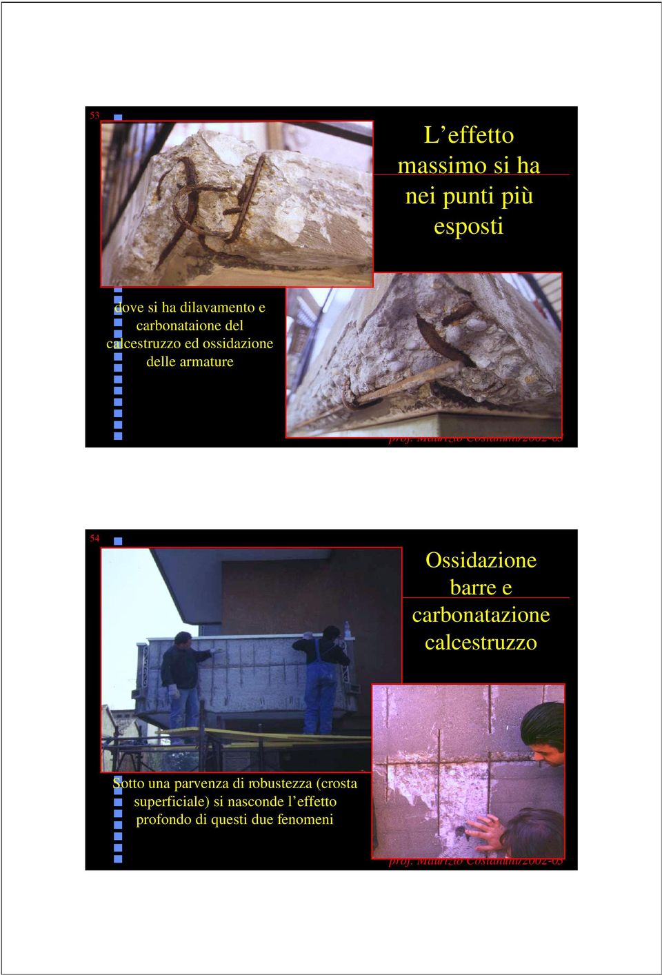 Ossidazione barre e carbonatazione calcestruzzo Sotto una parvenza di