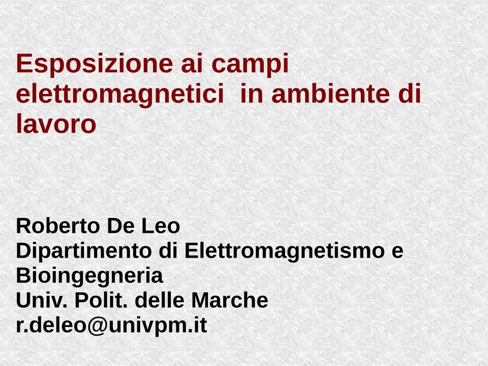 Dipartimento di Elettromagnetismo e