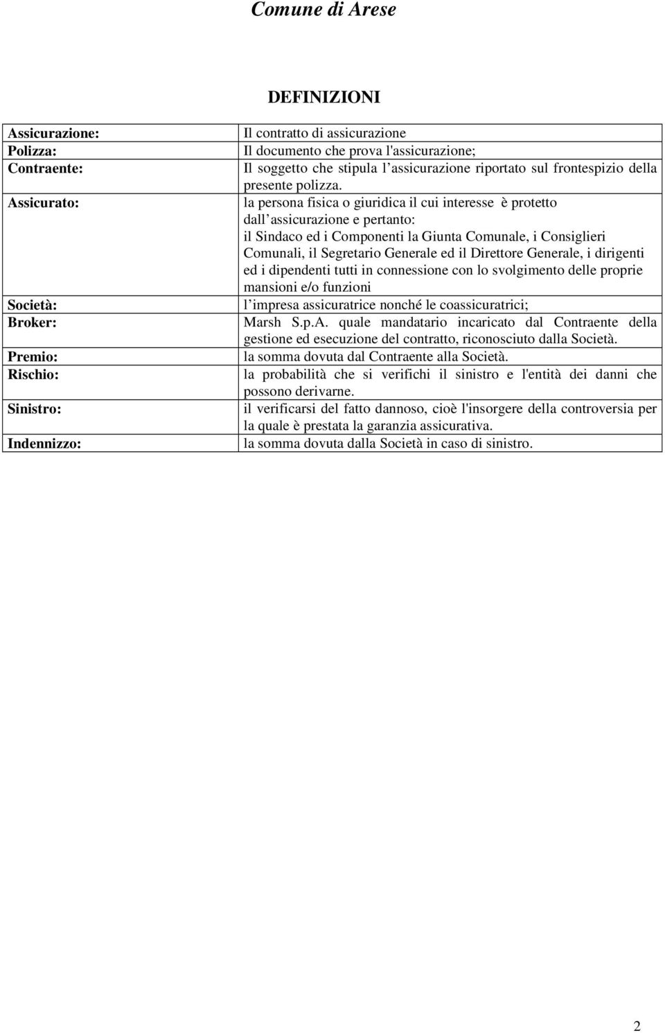 la persona fisica o giuridica il cui interesse è protetto dall assicurazione e pertanto: il Sindaco ed i Componenti la Giunta Comunale, i Consiglieri Comunali, il Segretario Generale ed il Direttore