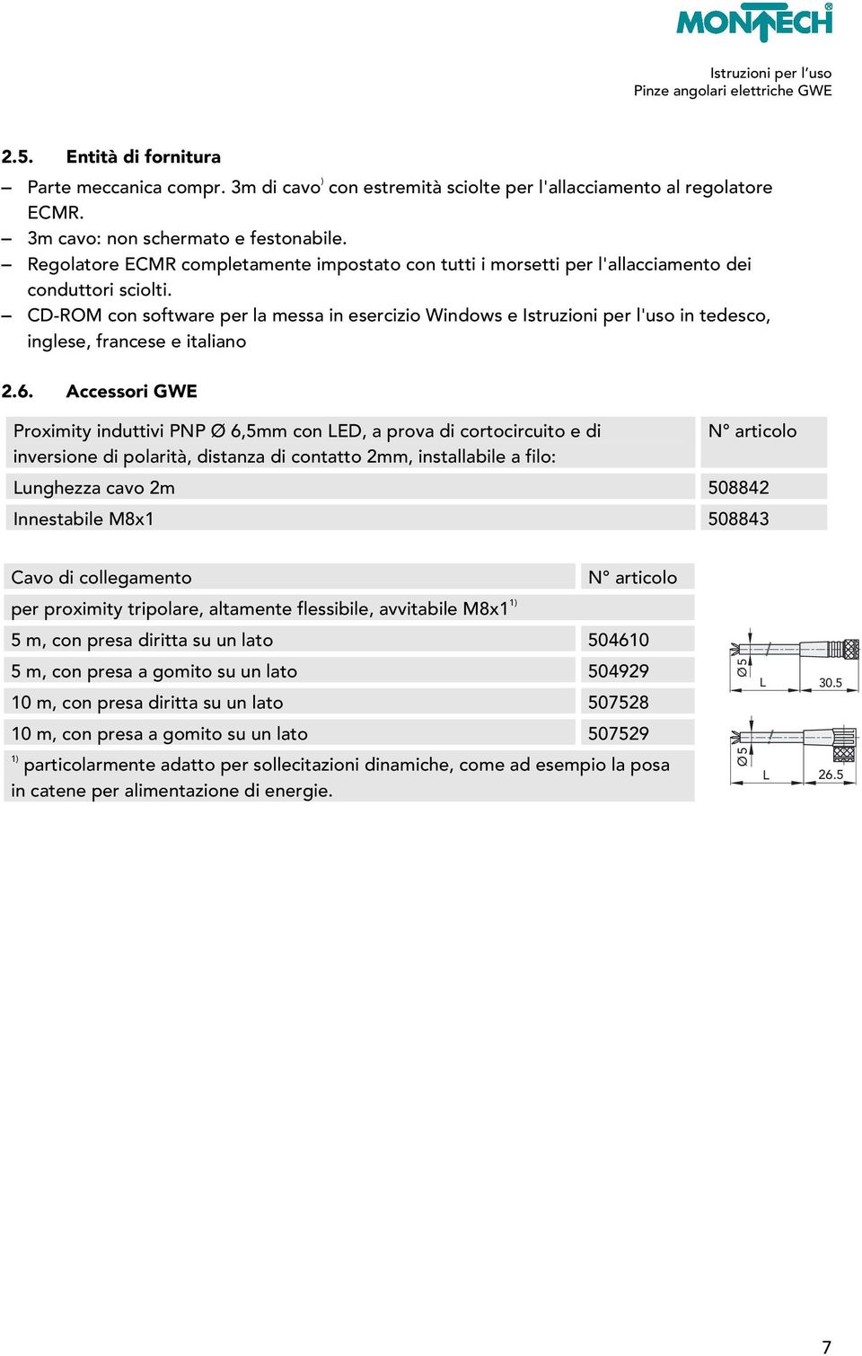 CD-ROM con software per la messa in esercizio Windows e Istruzioni per l'uso in tedesco, inglese, francese e italiano 2.6.