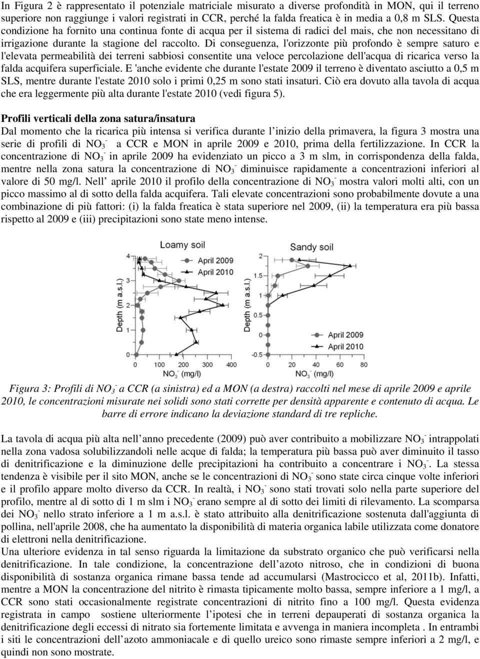 Di conseguenza, l'orizzonte più profondo è sempre saturo e l'elevata permeabilità dei terreni sabbiosi consentite una veloce percolazione dell'acqua di ricarica verso la falda acquifera superficiale.