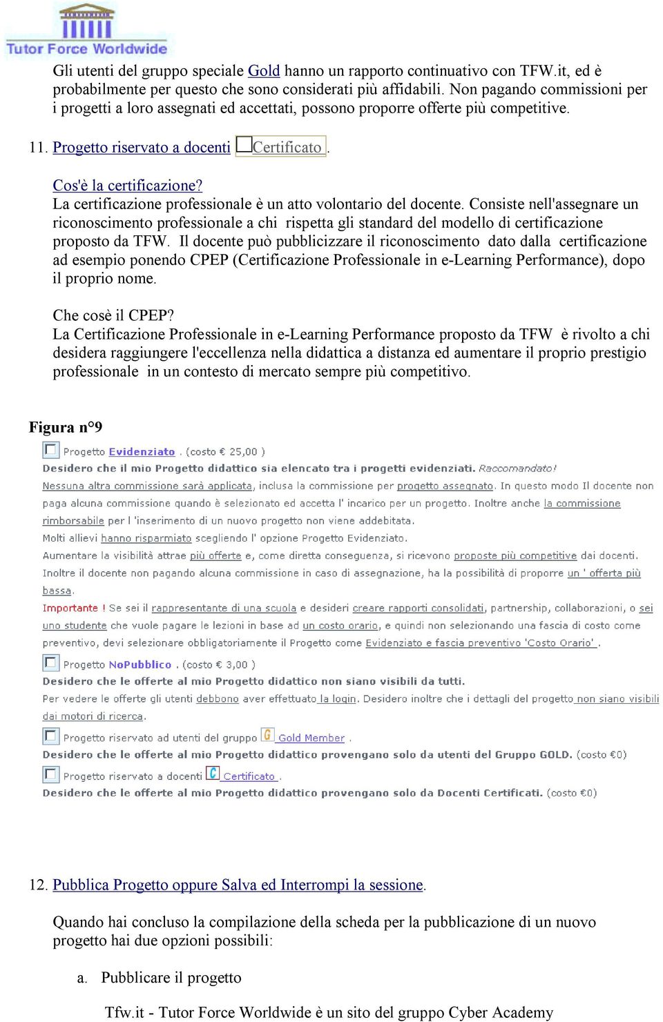 La certificazione professionale è un atto volontario del docente. Consiste nell'assegnare un riconoscimento professionale a chi rispetta gli standard del modello di certificazione proposto da TFW.