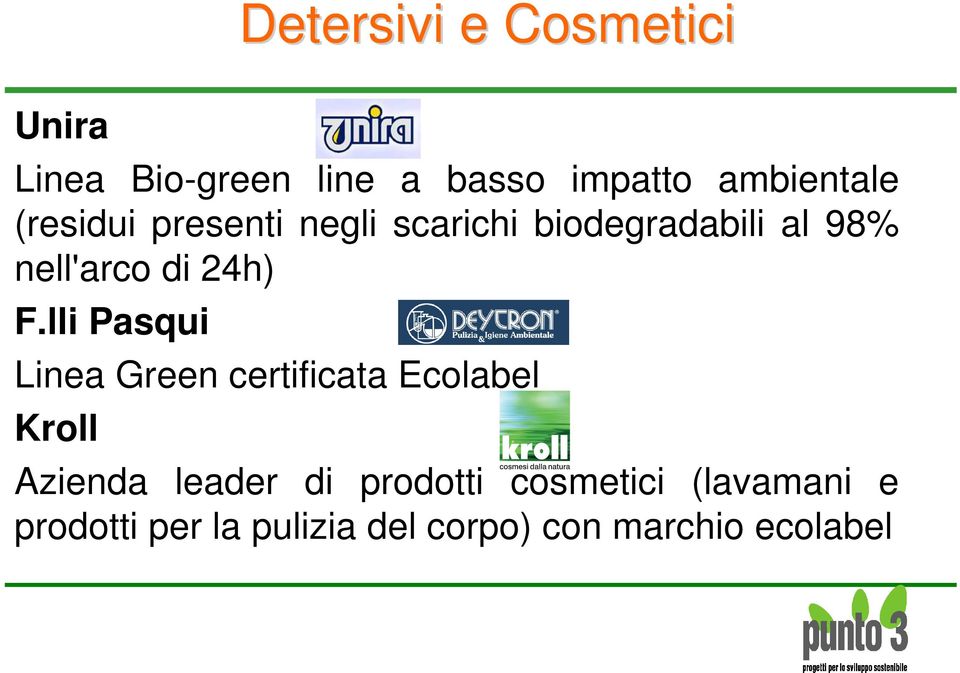 lli Pasqui Linea Green certificata Ecolabel Kroll Azienda leader di prodotti