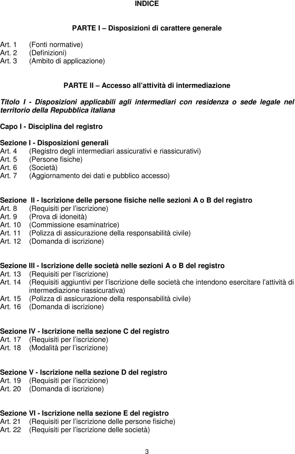 territorio della Repubblica italiana Capo I - Disciplina del registro Sezione I - Disposizioni generali Art. 4 (Registro degli intermediari assicurativi e riassicurativi) Art. 5 (Persone fisiche) Art.