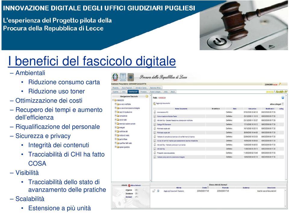 personale Sicurezza e privacy Integrità dei contenuti Tracciabilità di CHI ha fatto COSA