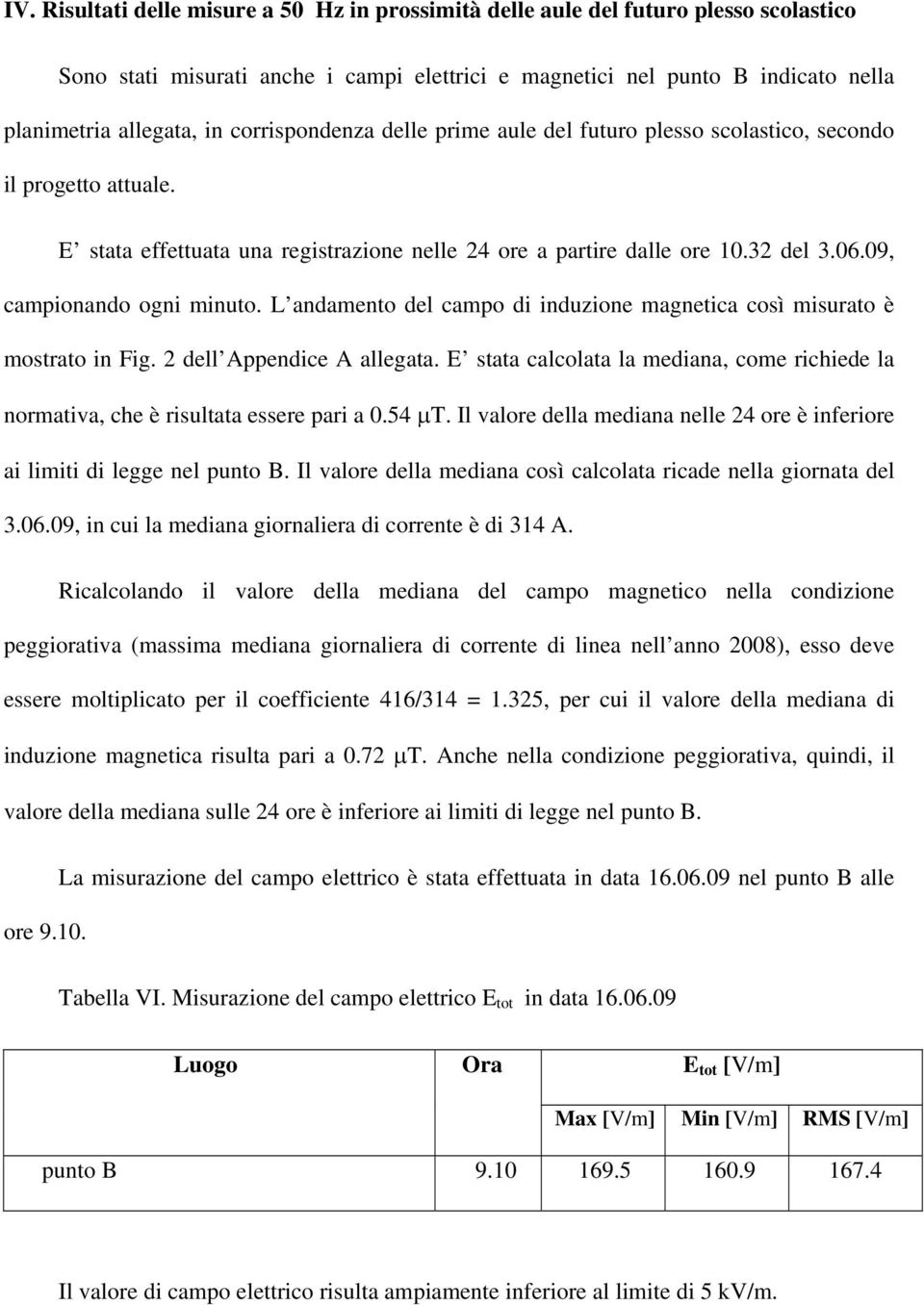 09, campionando ogni minuto. L andamento del campo di induzione magnetica così misurato è mostrato in Fig. 2 dell Appendice A allegata.