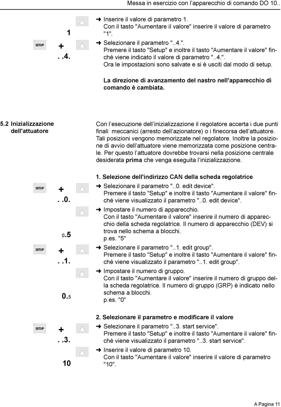 2 Inizializzazione dell'attuatore Con l esecuzione dell inizializzazione il regolatore accerta i due punti finali meccanici (arresto dell azionatore) o i finecorsa dell attuatore.