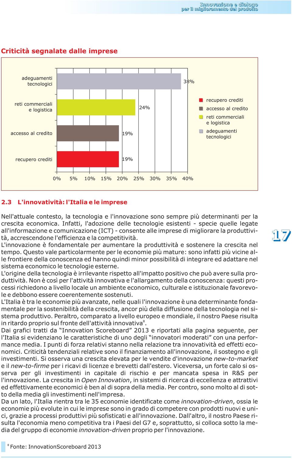 3 L'innovatività: l'italia l imprs Nll'attual contsto, la tcnologia l'innovazion sono smpr più dtrminanti pr la crscita conomica.