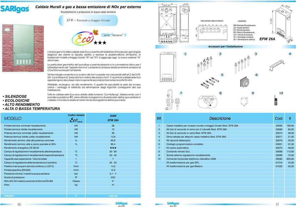 Accessori per instaazione MR=Mandata Riscadamento RR =Ritorno Riscadamento VS = Vavoa di sicurezza TA = Termostato ambiente AE = Aimentazione eettrica EFW A ALTO RENDIMENTO L'ampia gamma dee cadaie