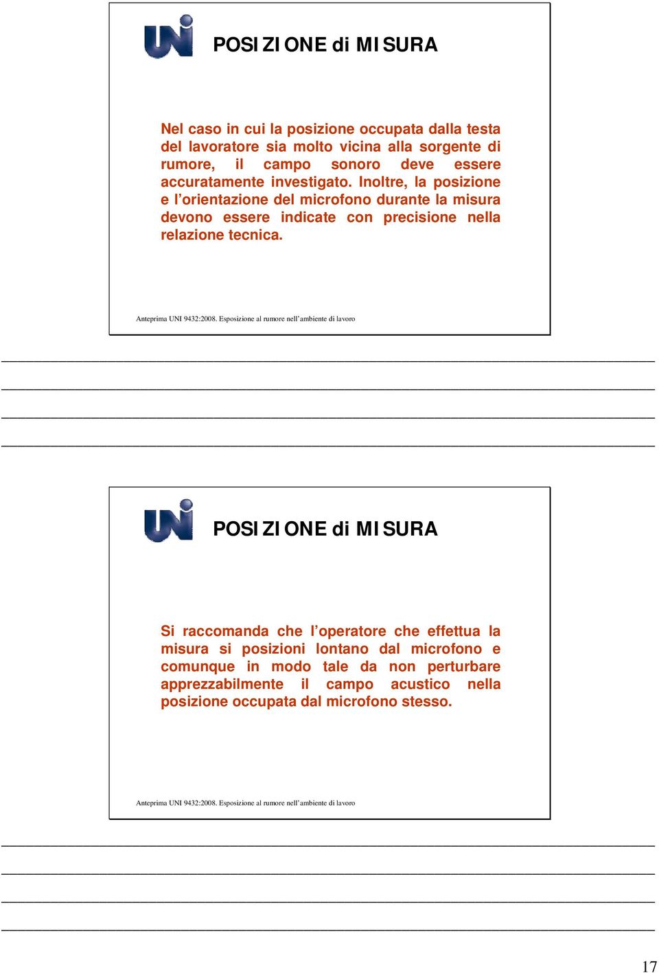 Inoltre, la posizione e l orientazione del microfono durante la misura devono essere indicate con precisione nella relazione tecnica.